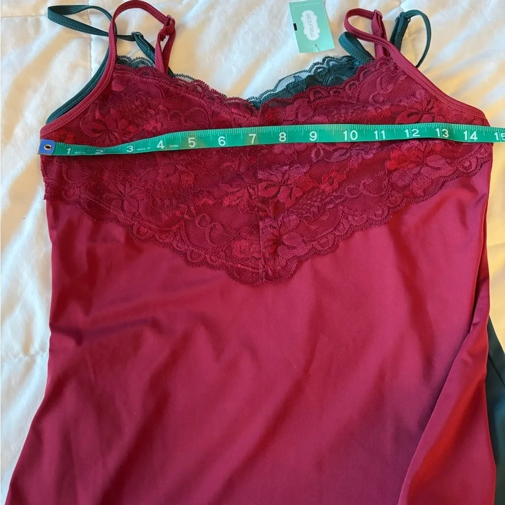 Studio Y Maurice’s 2 camisoles 1burgundy & 1 teal green with lace size Small - Picture 9 of 10